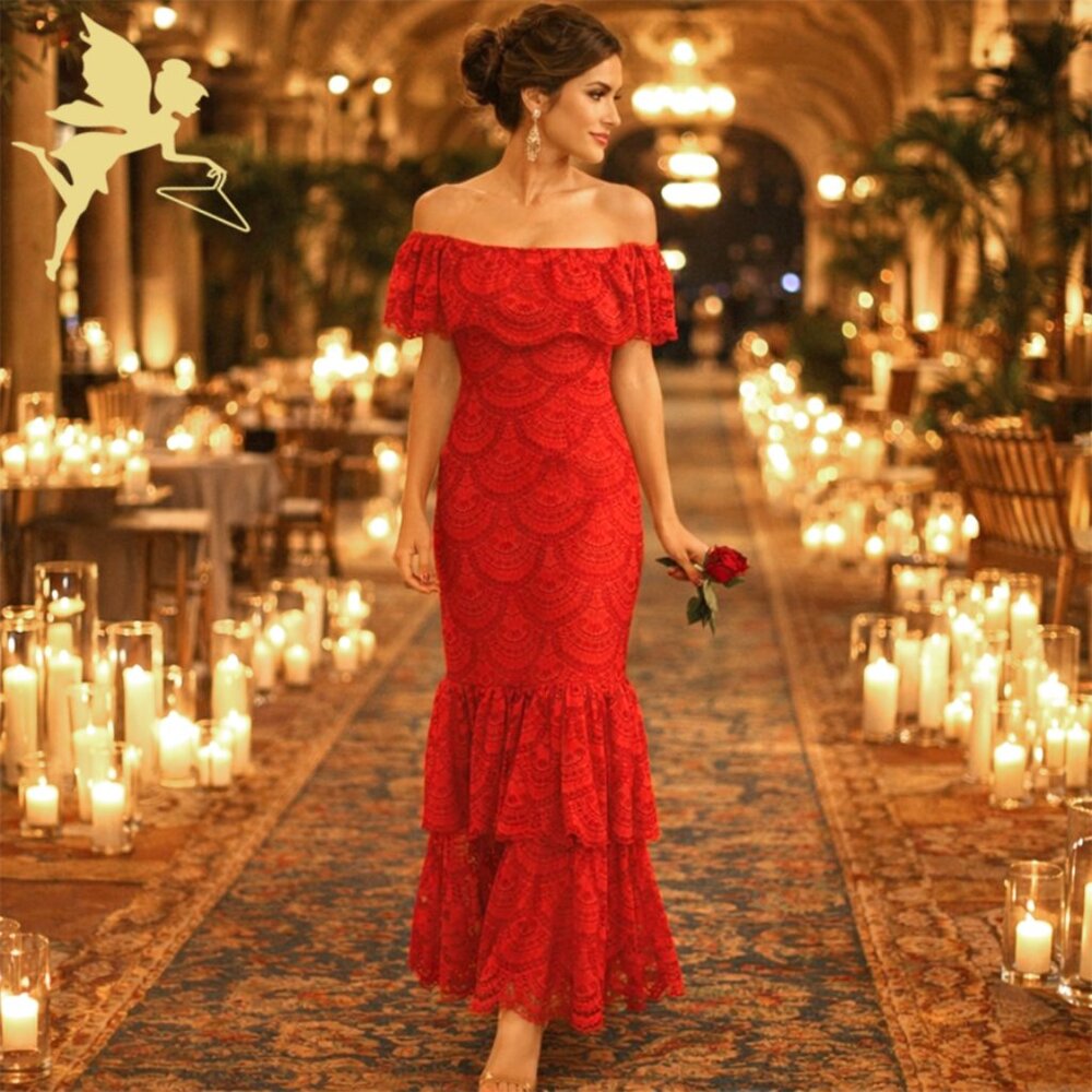 GIANNI BINI Laney Lace Off the Shoulder Tiered Skirt Maxi Dress